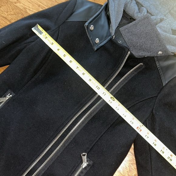 Marc New York Black Coat Wool Sweatshirt Hood Midi Women’s US Size 4 Small - Picture 10 of 12